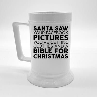 Santa Saw Your Facebook Pictures Christmas Beer Stein