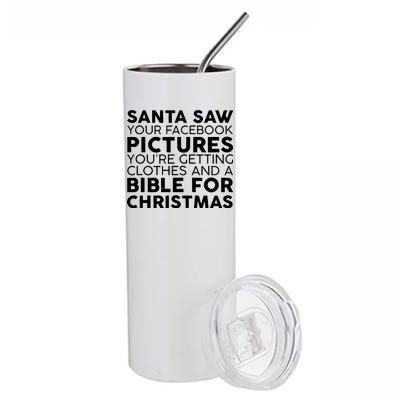 Santa Saw Your Facebook Pictures Christmas Stainless Steel Tumbler