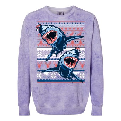 Santa Shark Ugly Christmas Sweater Colorblast Crewneck Sweatshirt