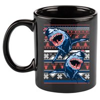 Santa Shark Ugly Christmas Sweater 11oz C Handle Ceramic Mug