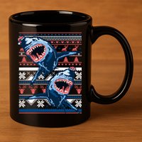 Santa Shark Ugly Christmas Sweater 11oz C Handle Ceramic Mug