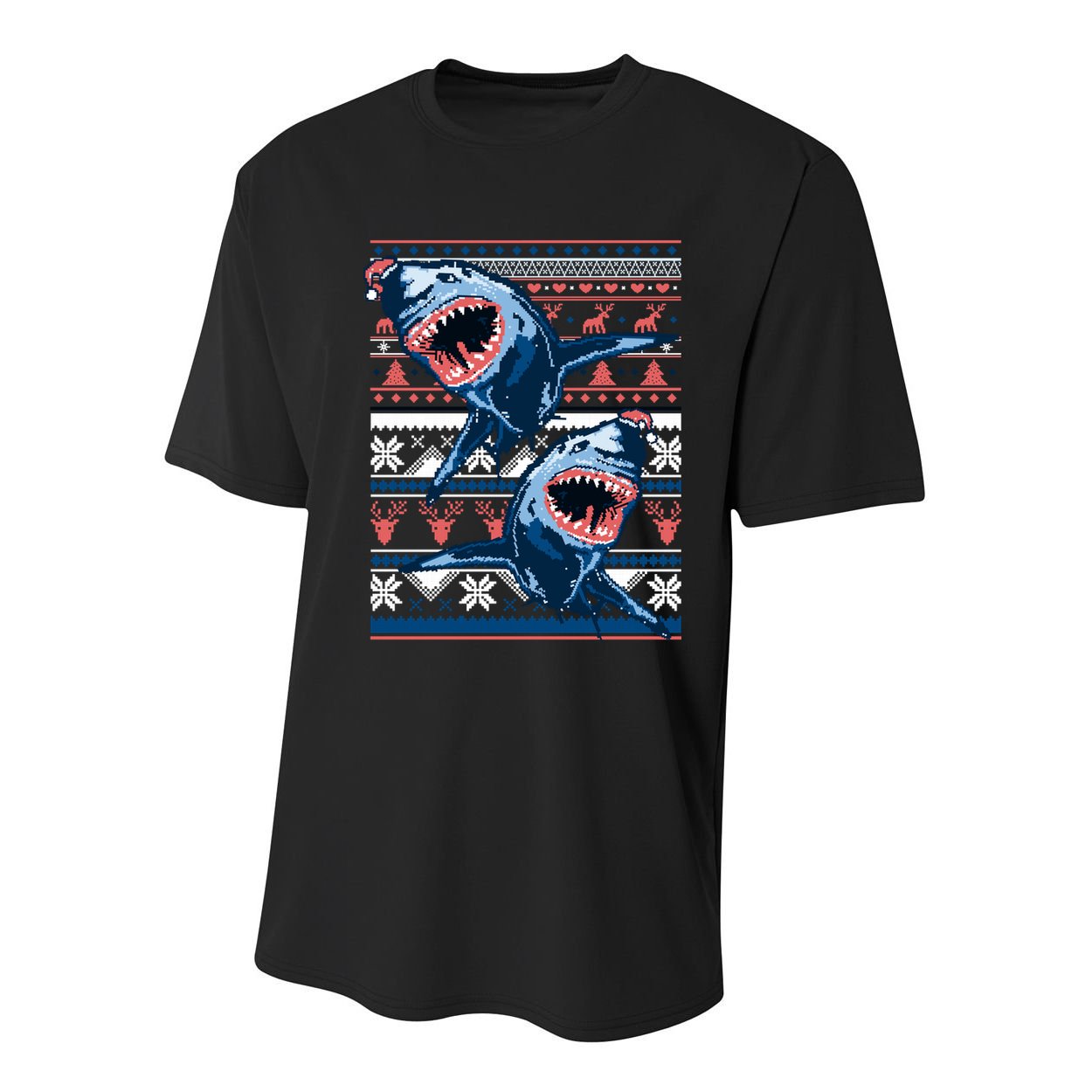 Santa Shark Ugly Christmas Sweater Youth Performance Sprint T-Shirt
