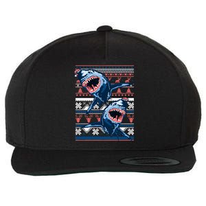 Santa Shark Ugly Christmas Sweater Wool Snapback Cap