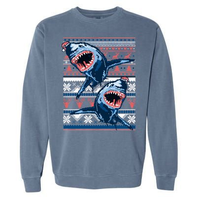 Santa Shark Ugly Christmas Sweater Garment-Dyed Sweatshirt