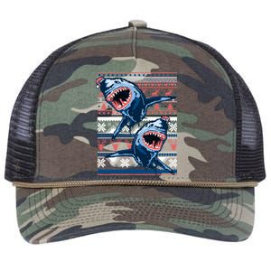 Santa Shark Ugly Christmas Sweater Retro Rope Trucker Hat Cap