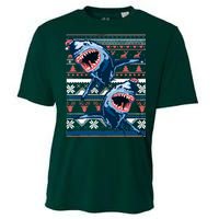 Santa Shark Ugly Christmas Sweater Cooling Performance Crew T-Shirt