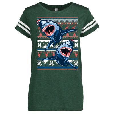 Santa Shark Ugly Christmas Sweater Enza Ladies Jersey Football T-Shirt