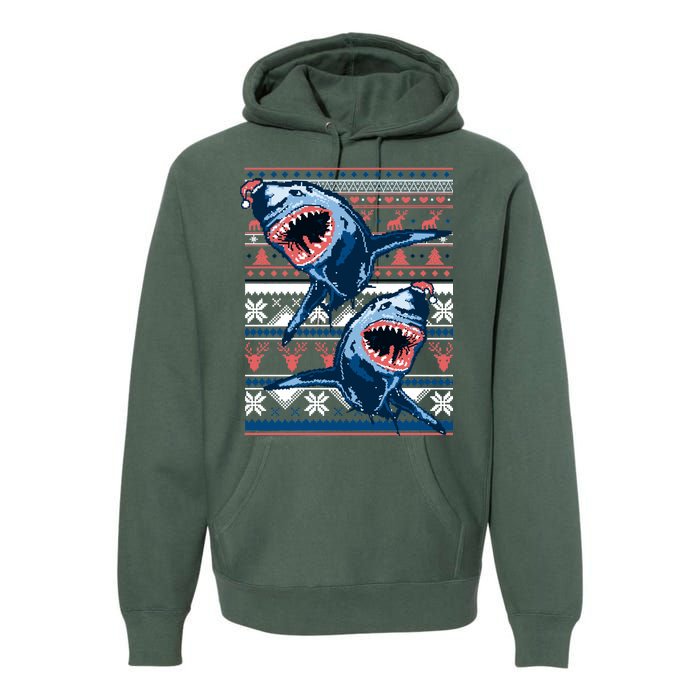 Santa Shark Ugly Christmas Sweater Premium Hoodie