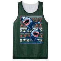 Santa Shark Ugly Christmas Sweater Mesh Reversible Basketball Jersey Tank