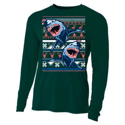 Santa Shark Ugly Christmas Sweater Cooling Performance Long Sleeve Crew