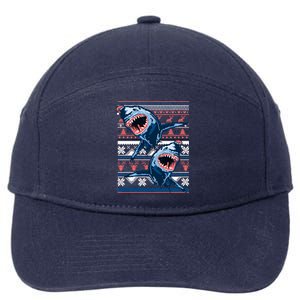 Santa Shark Ugly Christmas Sweater 7-Panel Snapback Hat