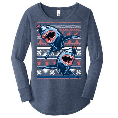 Santa Shark Ugly Christmas Sweater Women's Perfect Tri Tunic Long Sleeve Shirt