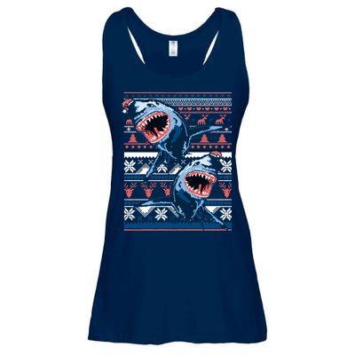 Santa Shark Ugly Christmas Sweater Ladies Essential Flowy Tank