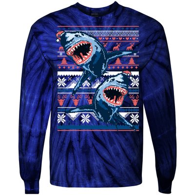 Santa Shark Ugly Christmas Sweater Tie-Dye Long Sleeve Shirt