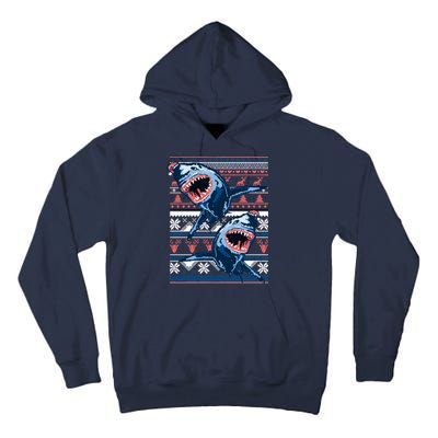 Santa Shark Ugly Christmas Sweater Tall Hoodie