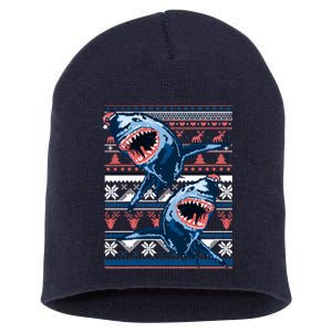 Santa Shark Ugly Christmas Sweater Short Acrylic Beanie