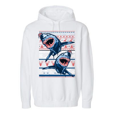 Santa Shark Ugly Christmas Sweater Garment-Dyed Fleece Hoodie