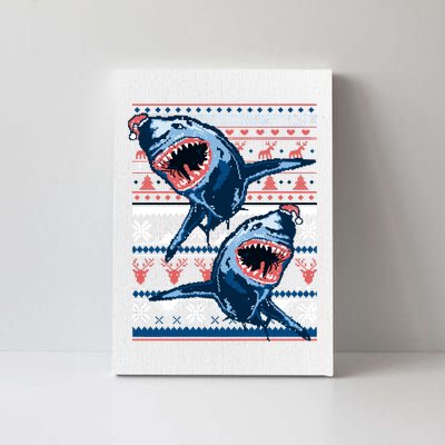 Santa Shark Ugly Christmas Sweater Canvas