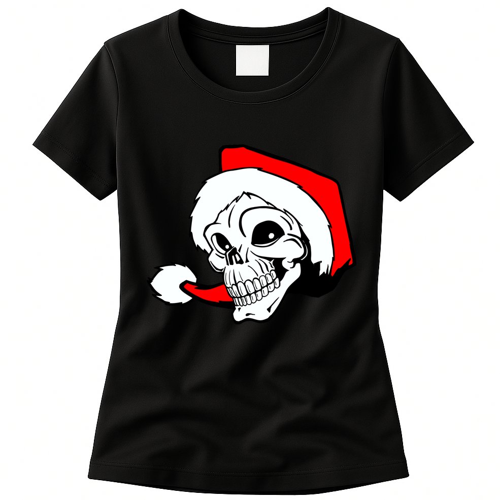 Santa Skull Womens T-Shirt