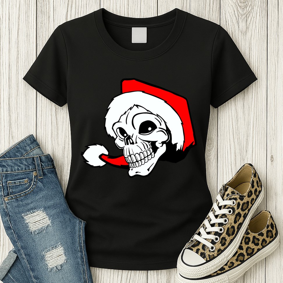 Santa Skull Womens T-Shirt