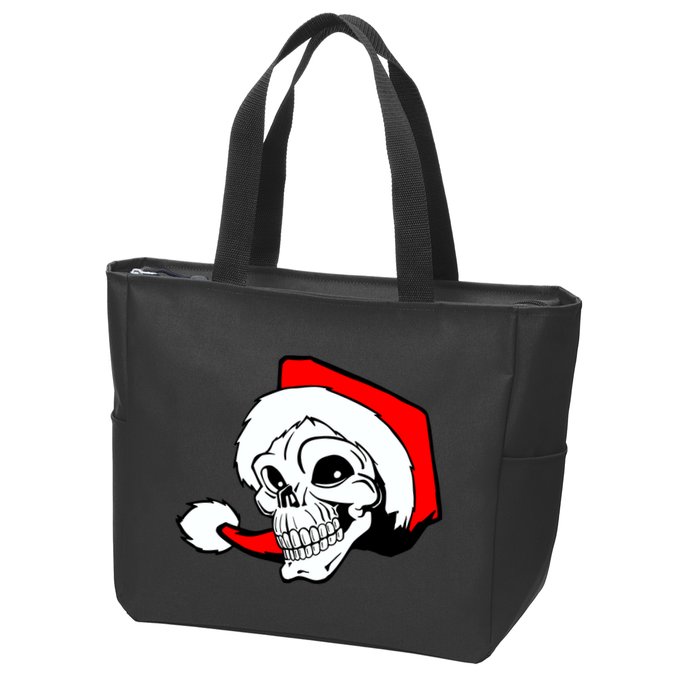 Santa Skull Zip Tote Bag