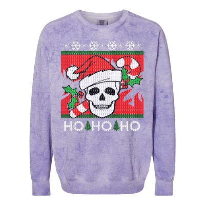 Santa Skull Candy Cane Ugly Christmas Sweater Colorblast Crewneck Sweatshirt