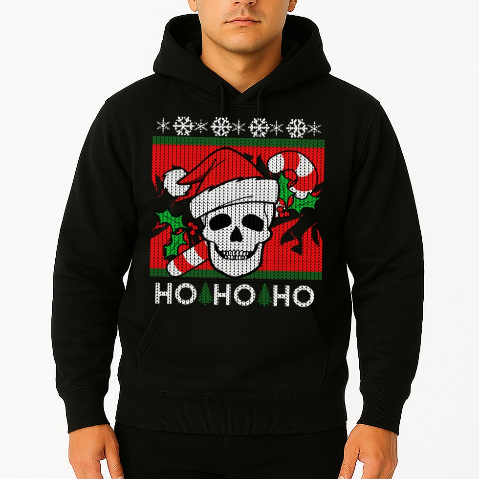 Santa Skull Candy Cane Ugly Christmas Sweater Hoodie