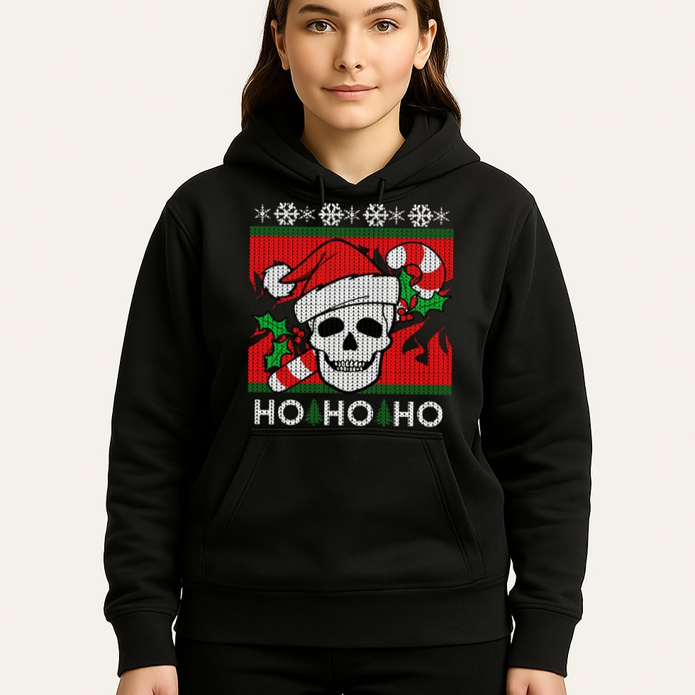 Santa Skull Candy Cane Ugly Christmas Sweater Hoodie