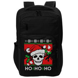 Santa Skull Candy Cane Ugly Christmas Sweater Impact Tech Backpack