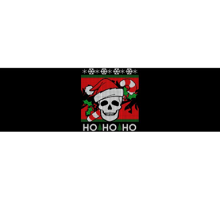 Santa Skull Candy Cane Ugly Christmas Sweater Bumper Sticker