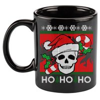 Santa Skull Candy Cane Ugly Christmas Sweater 11oz C Handle Ceramic Mug