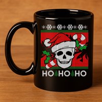 Santa Skull Candy Cane Ugly Christmas Sweater 11oz C Handle Ceramic Mug