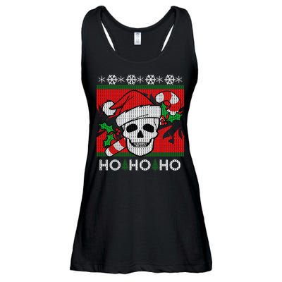 Santa Skull Candy Cane Ugly Christmas Sweater Ladies Essential Flowy Tank