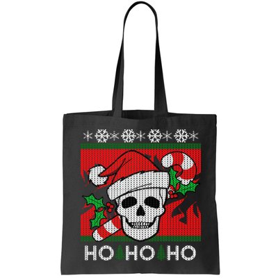 Santa Skull Candy Cane Ugly Christmas Sweater Bag