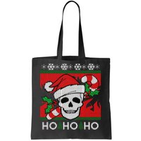 Santa Skull Candy Cane Ugly Christmas Sweater Tote Bag