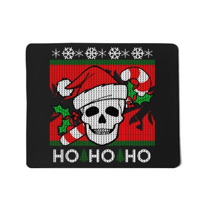 Santa Skull Candy Cane Ugly Christmas Sweater Mousepad