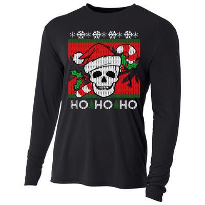 Santa Skull Candy Cane Ugly Christmas Sweater Cooling Performance Long Sleeve Crew