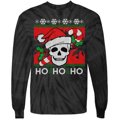 Santa Skull Candy Cane Ugly Christmas Sweater Tie-Dye Long Sleeve Shirt