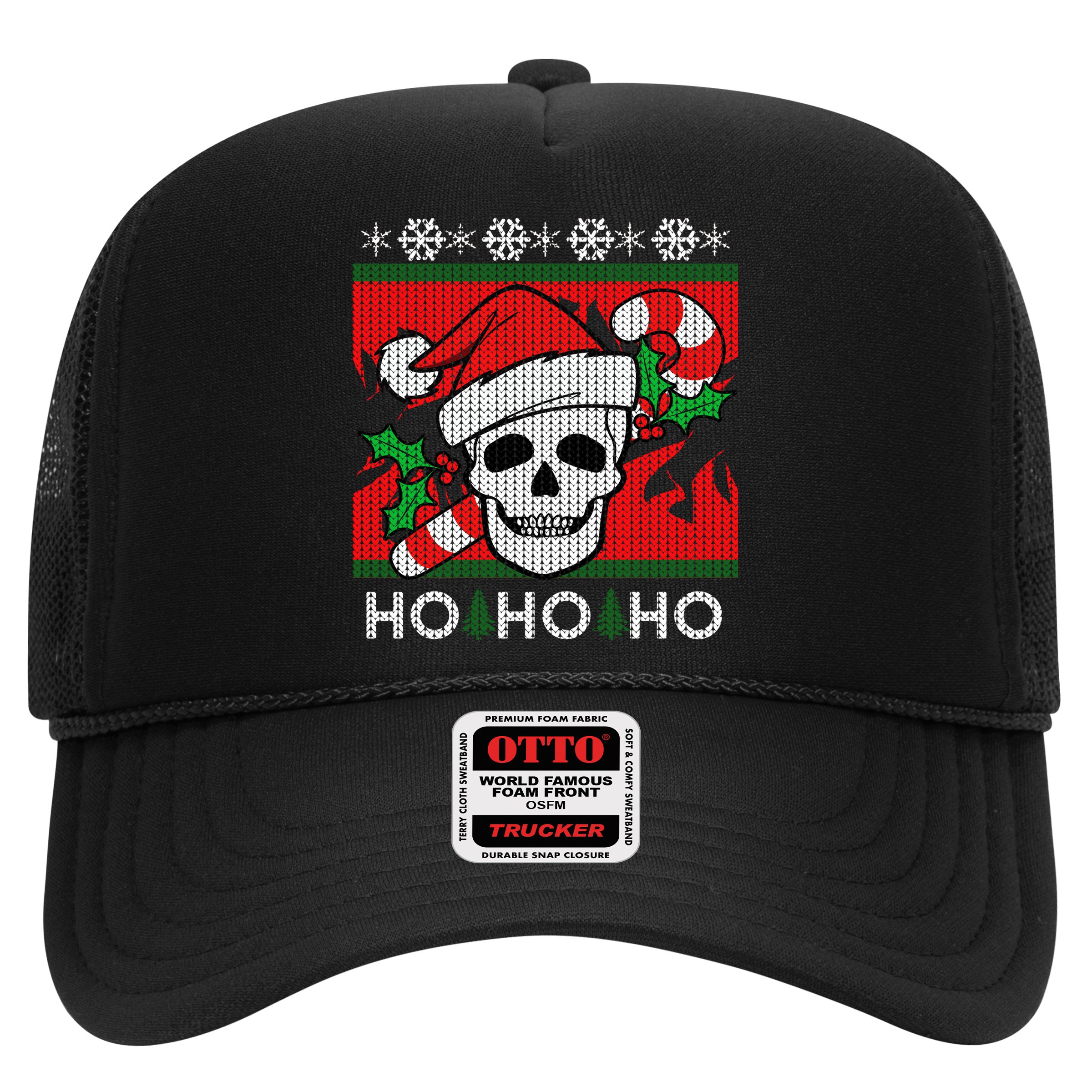 Santa Skull Candy Cane Ugly Christmas Sweater Hat