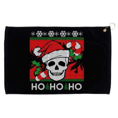 Santa Skull Candy Cane Ugly Christmas Sweater Grommeted Golf Towel