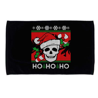 Santa Skull Candy Cane Ugly Christmas Sweater Microfiber Hand Towel