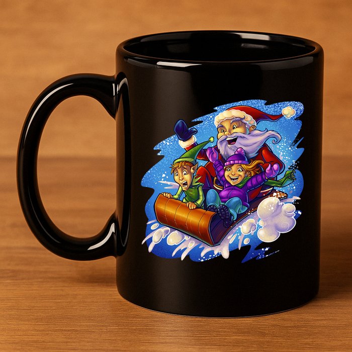 Santa Sleigh 11oz C Handle Ceramic Mug