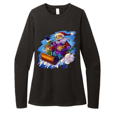 Santa Sleigh Womens CVC Long Sleeve Shirt