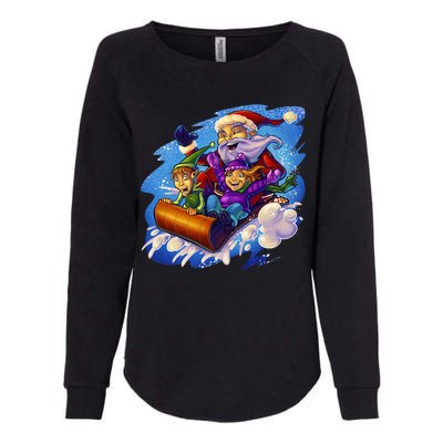 Santa Sleigh Womens California Wash Sweatshirt