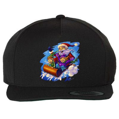 Santa Sleigh Wool Snapback Cap
