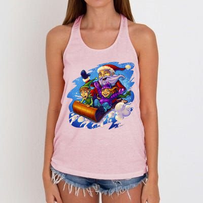 Santa Sleigh Women's Knotted Racerback Tank