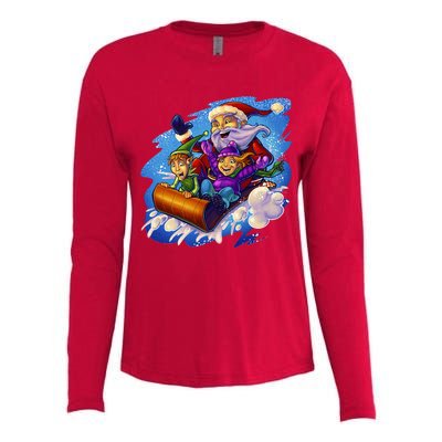 Santa Sleigh Womens Cotton Relaxed Long Sleeve T-Shirt