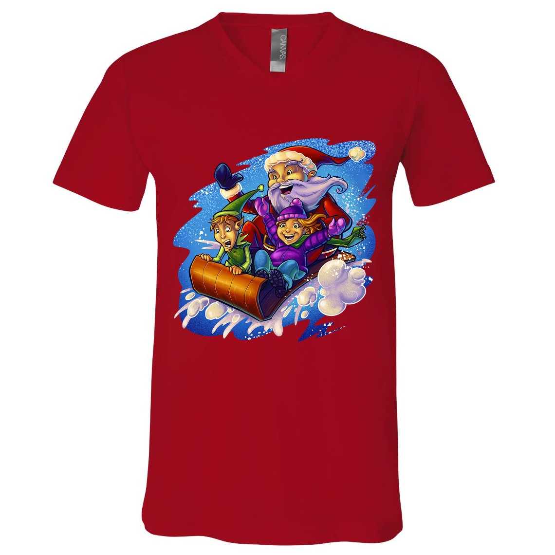 Santa Sleigh V-Neck T-Shirt