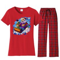 Santa Sleigh Women's Flannel Pajama Set