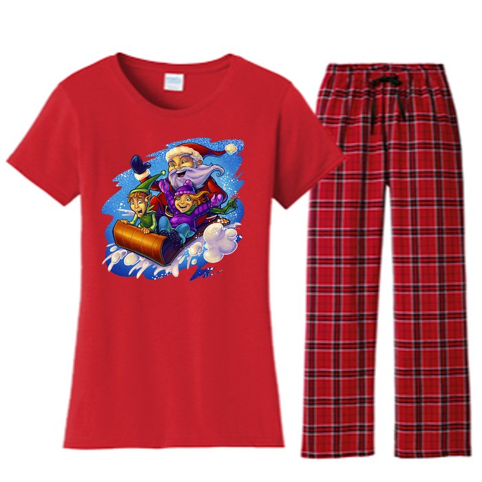 Santa Sleigh Women's Flannel Pajama Set